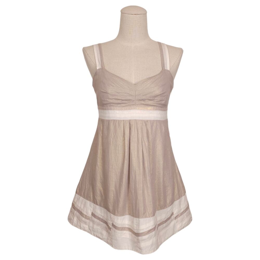 Argenta Y2K Shimmer Babydoll Top Beige Cream Sz Small